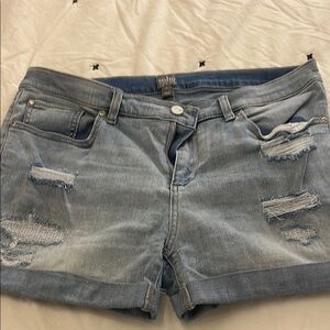 Soho Light Blue Distressed Jean Shorts